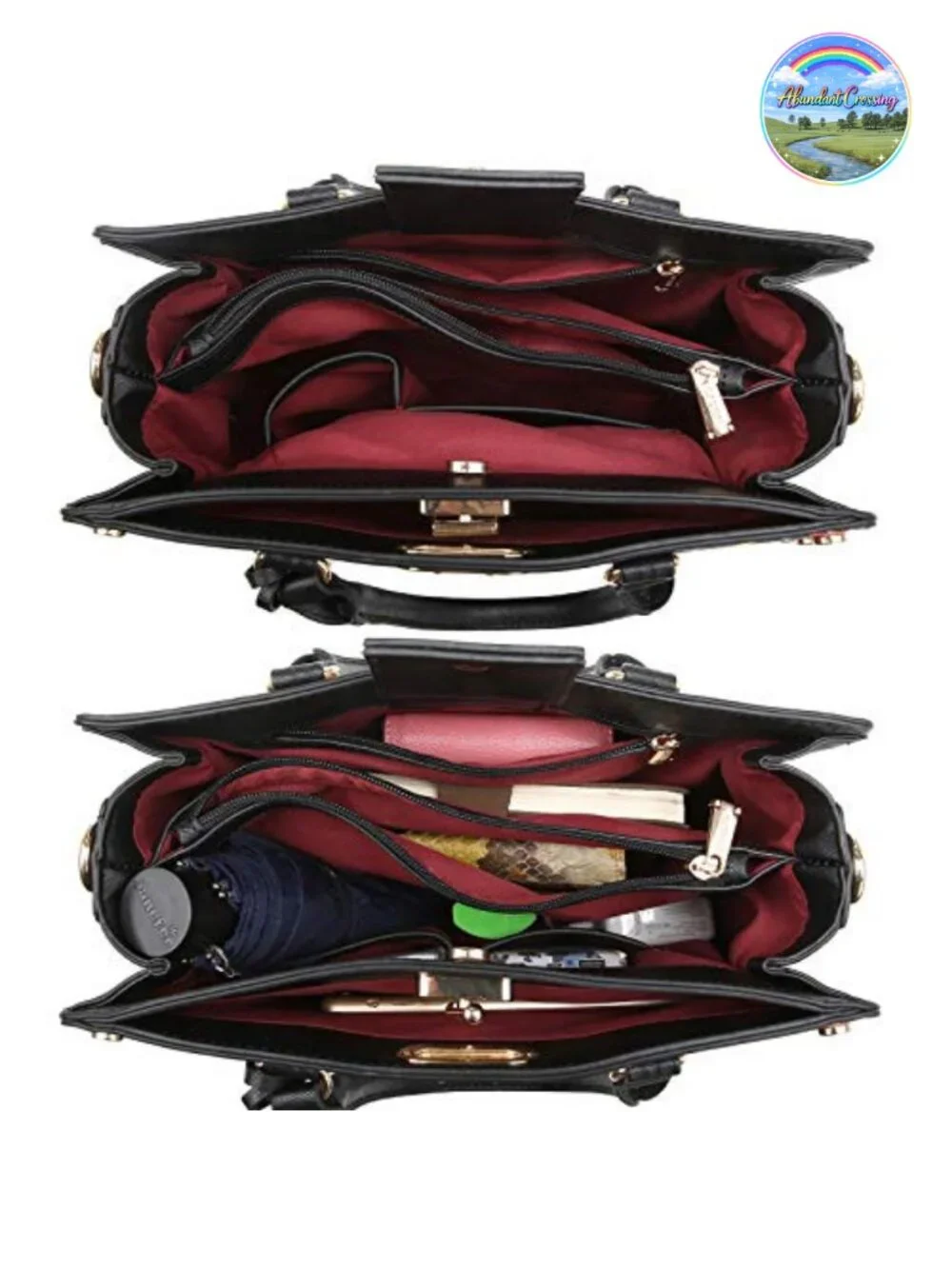 Vegan Leather Satchel Tote for Women with Matching Clutch 2PC Set, Work